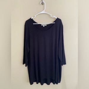 EUC Green Envelope Black High Low Jersey Knit 3/4 Sleeve Tunic Type Top size 2x